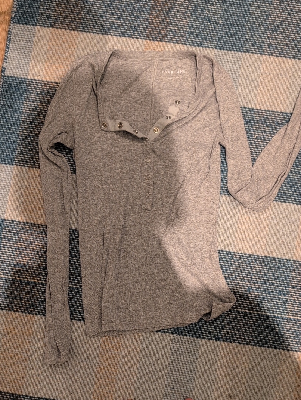Everlane Light Gray Long-Sleeve Henley Top